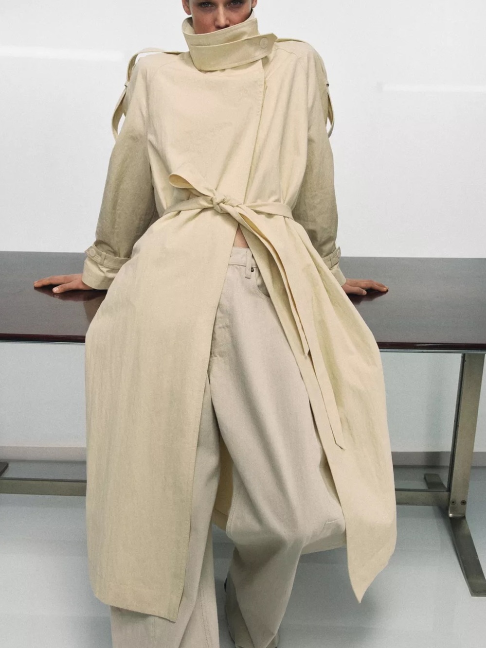 Zara high neck trench coat butter yellow 0518/051